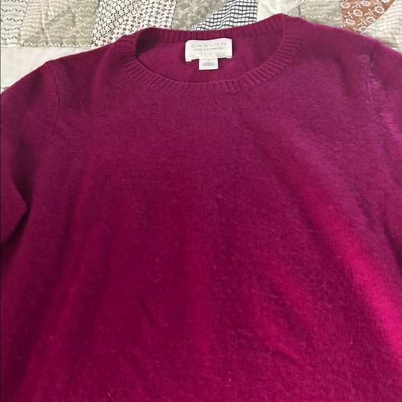 Caslon Cashmere Deep Fuchsia Cashmere Sweater/Size Small - Picture 7 of 9
